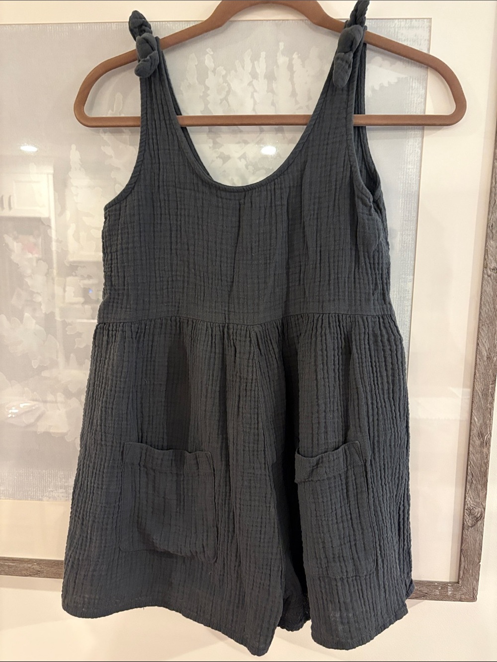 Cat & Jack Charcoal Crinkled Knit Romper